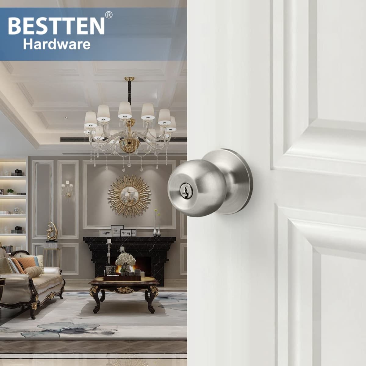 Satin Nickel Keyed Entry Door Knob thumbnail 2