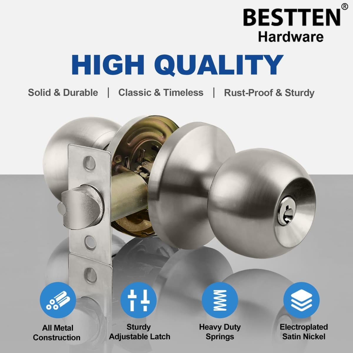 Satin Nickel Keyed Entry Door Knob thumbnail 5