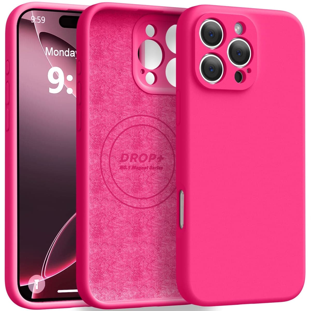 Ktele Magnetic for iPhone 16 Pro Case [Compatible with Magsafe] [Premium Silicone Satin-Smooth Touch] Slim Shockproof Anti-Scratch Microfiber Lining Case, 6.3 inch, Hot Pink — image 1