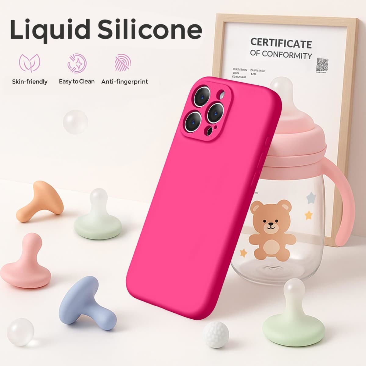 Ktele Magnetic for iPhone 16 Pro Case [Compatible with Magsafe] [Premium Silicone Satin-Smooth Touch] Slim Shockproof Anti-Scratch Microfiber Lining Case, 6.3 inch, Hot Pink thumbnail 4