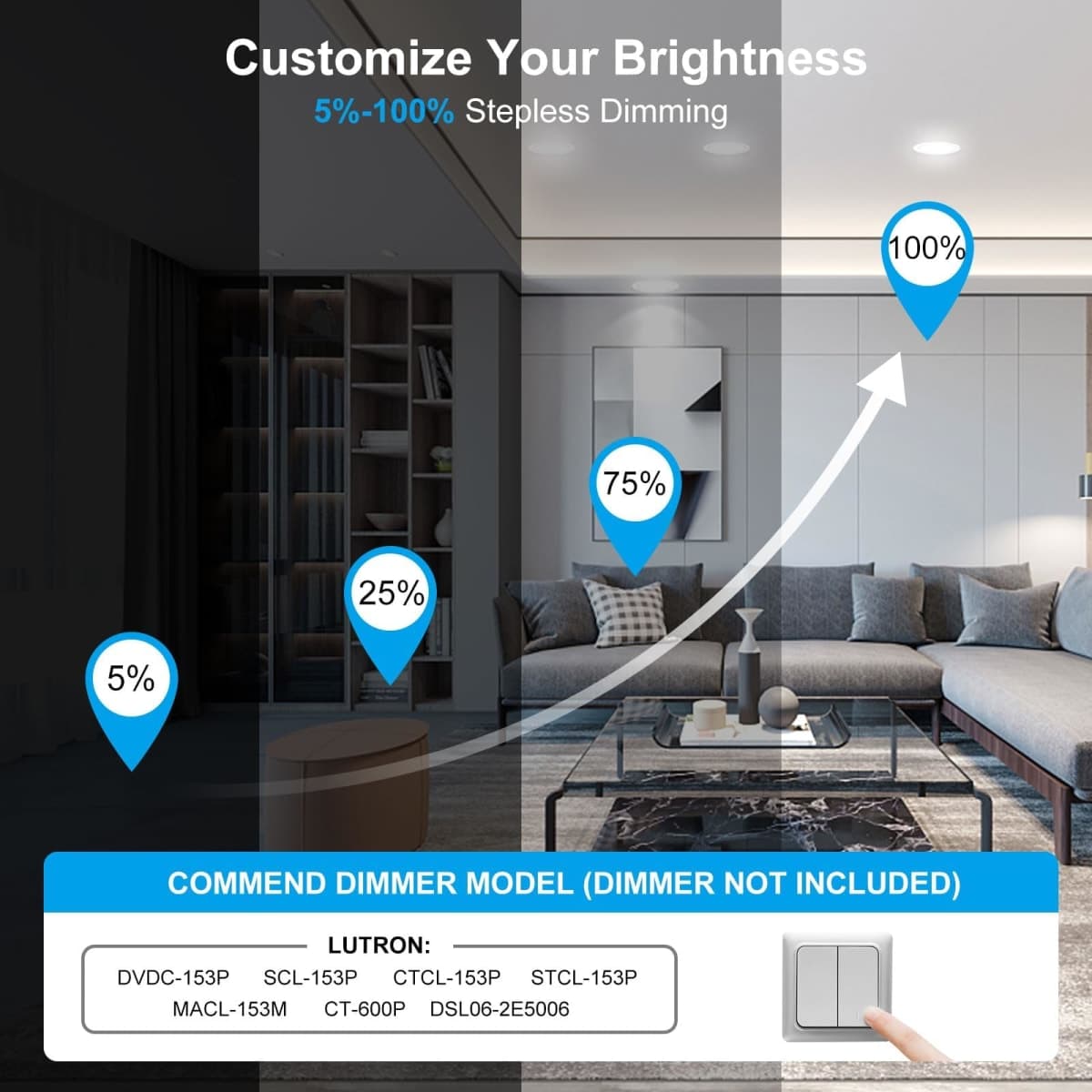 Elaruslux 12 Pack 7 Inch 3CCT Ultra-Thin LED Recessed Light with Junction Box, 3000K/4500K/6000K Selectable, 18W Eqv 125W, Dimmable Canless Downlight, 1600LM High Brightness thumbnail 3