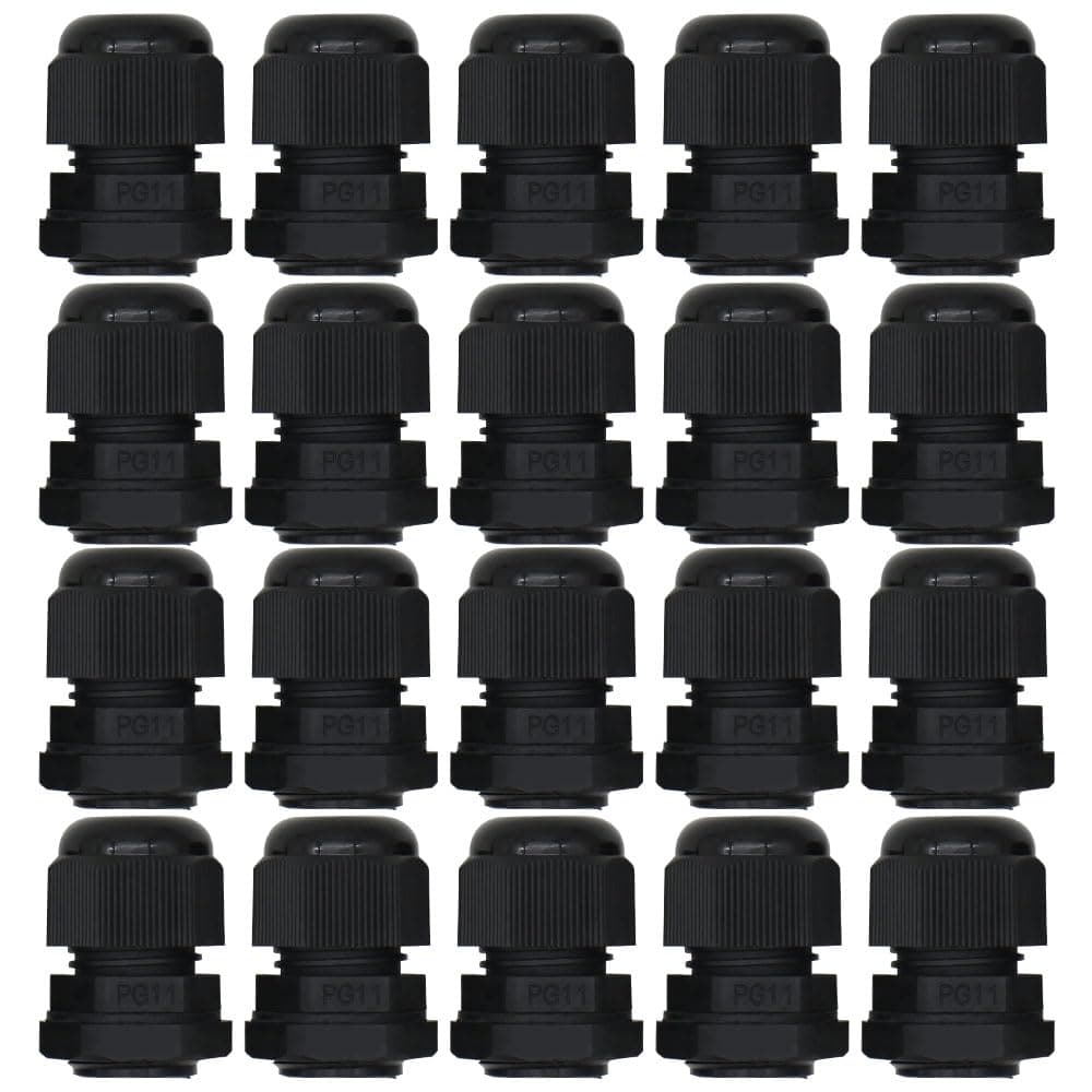 MAKERELE PG11 Cable Glands in Bag strain relief Plastic Cable Gland Waterproof IP68 Wire Glands Adjustable Locknut for 6.5mm-10.2mm Wire(20pcs)，Black, with Gaskets thumbnail 2