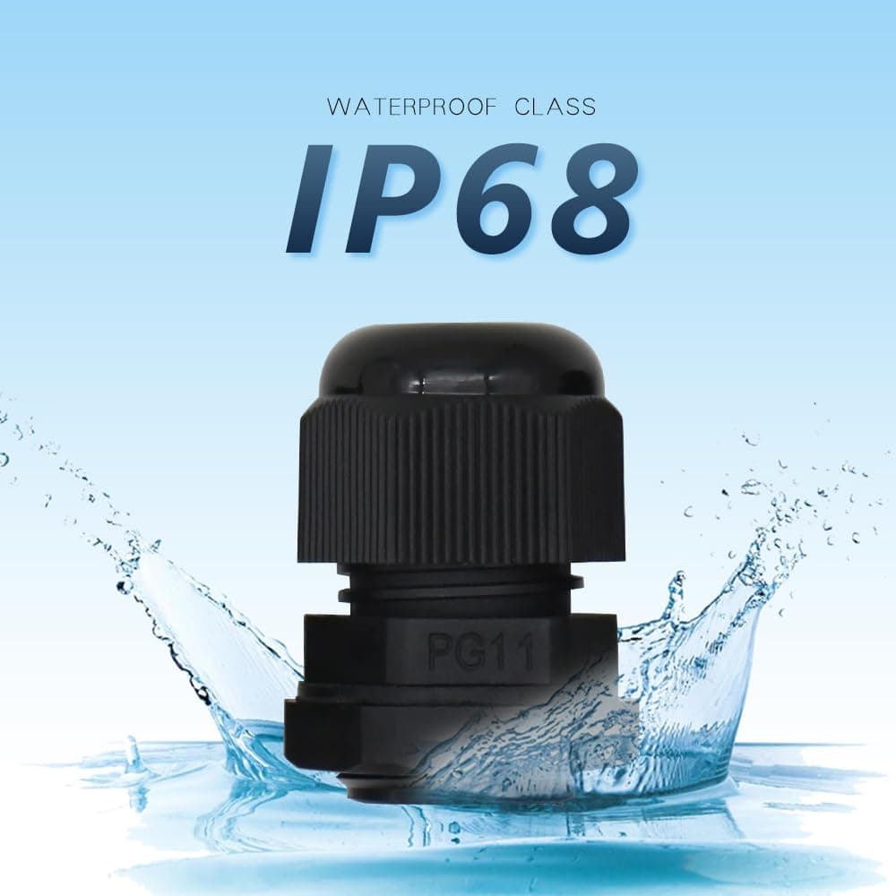 MAKERELE PG11 Cable Glands in Bag strain relief Plastic Cable Gland Waterproof IP68 Wire Glands Adjustable Locknut for 6.5mm-10.2mm Wire(20pcs)，Black, with Gaskets thumbnail 5