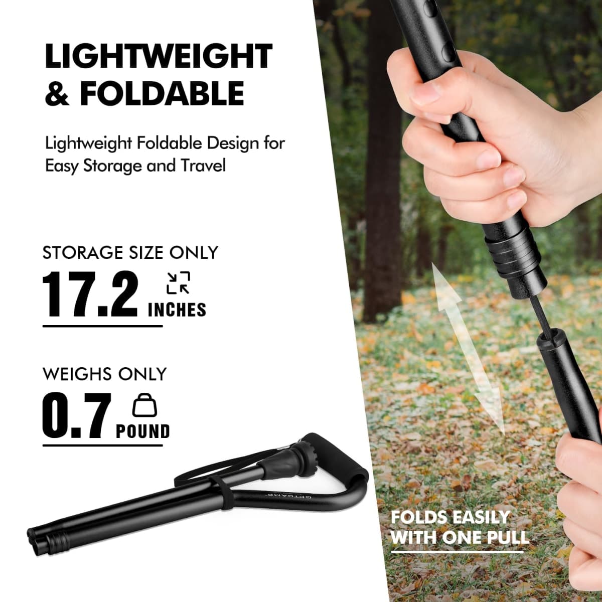 GPTCAMP Walking Cane and Walking Stick for Men Women,Lightweight Folding Canes with Offset Soft CushionedHandle,Adjustable&Collapsible,Mobility & Leg Surgery Recovery (Black) thumbnail 4