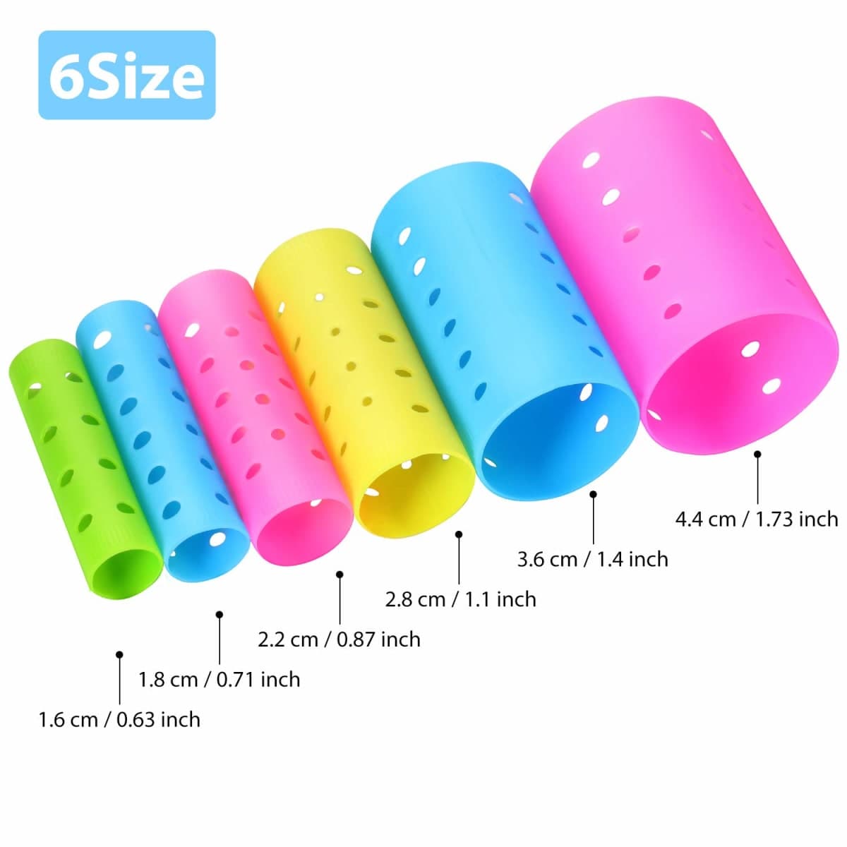 141 Pieces Hair Rollers Set Include 60 Plastic Hair Rollers (Multicolor,6 Size) thumbnail 2