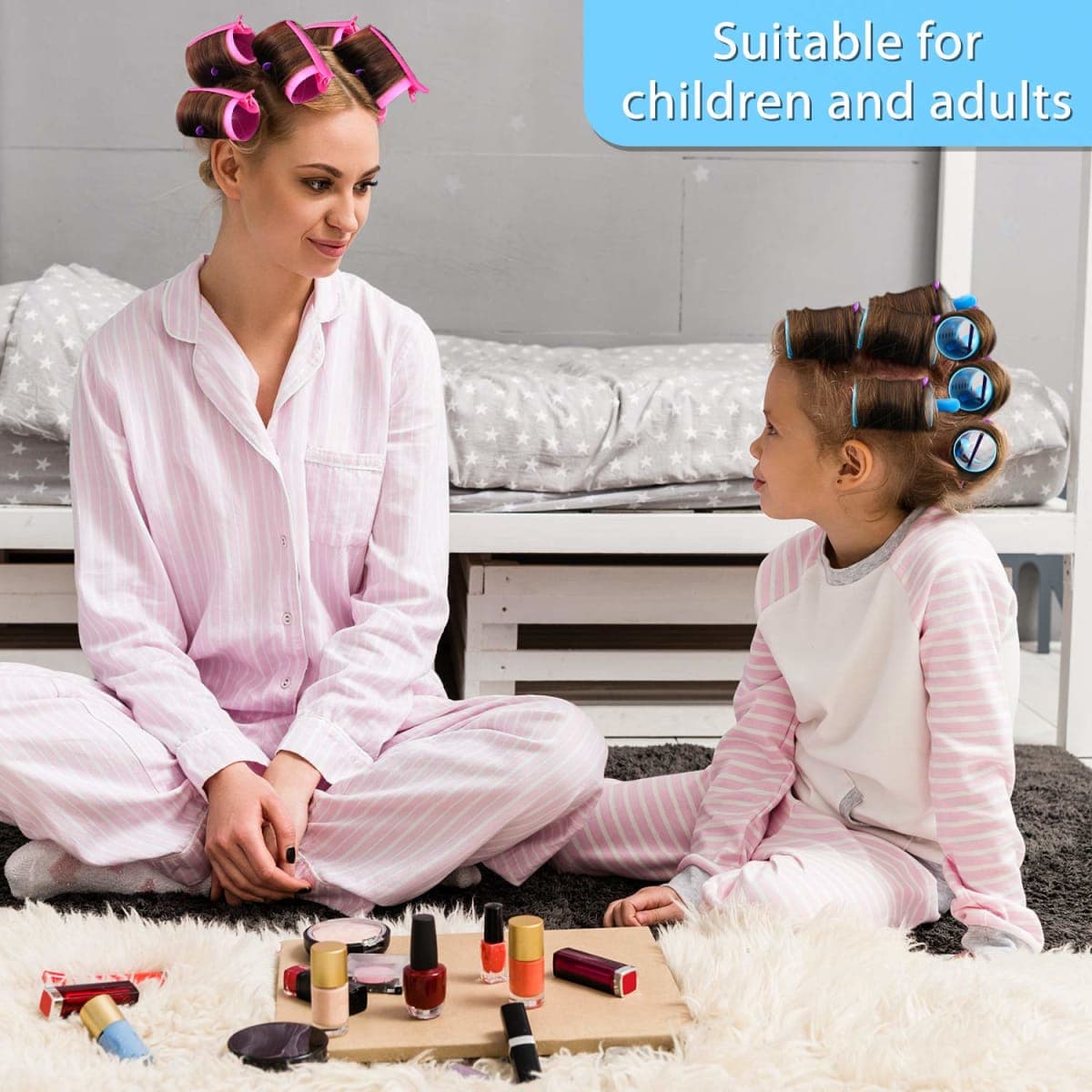 141 Pieces Hair Rollers Set Include 60 Plastic Hair Rollers (Multicolor,6 Size) thumbnail 5