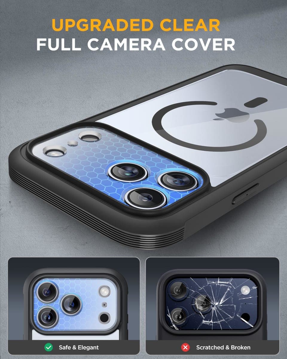 Miracase for iPhone 17 Pro Max Case 6.9" Full-Body Phone Case with Built-in Glass Screen Protector& Full Camera Protector, Camera Control [Magnetic with MagSafe] Drop Proof 17 ProMax Cover, Black thumbnail 5