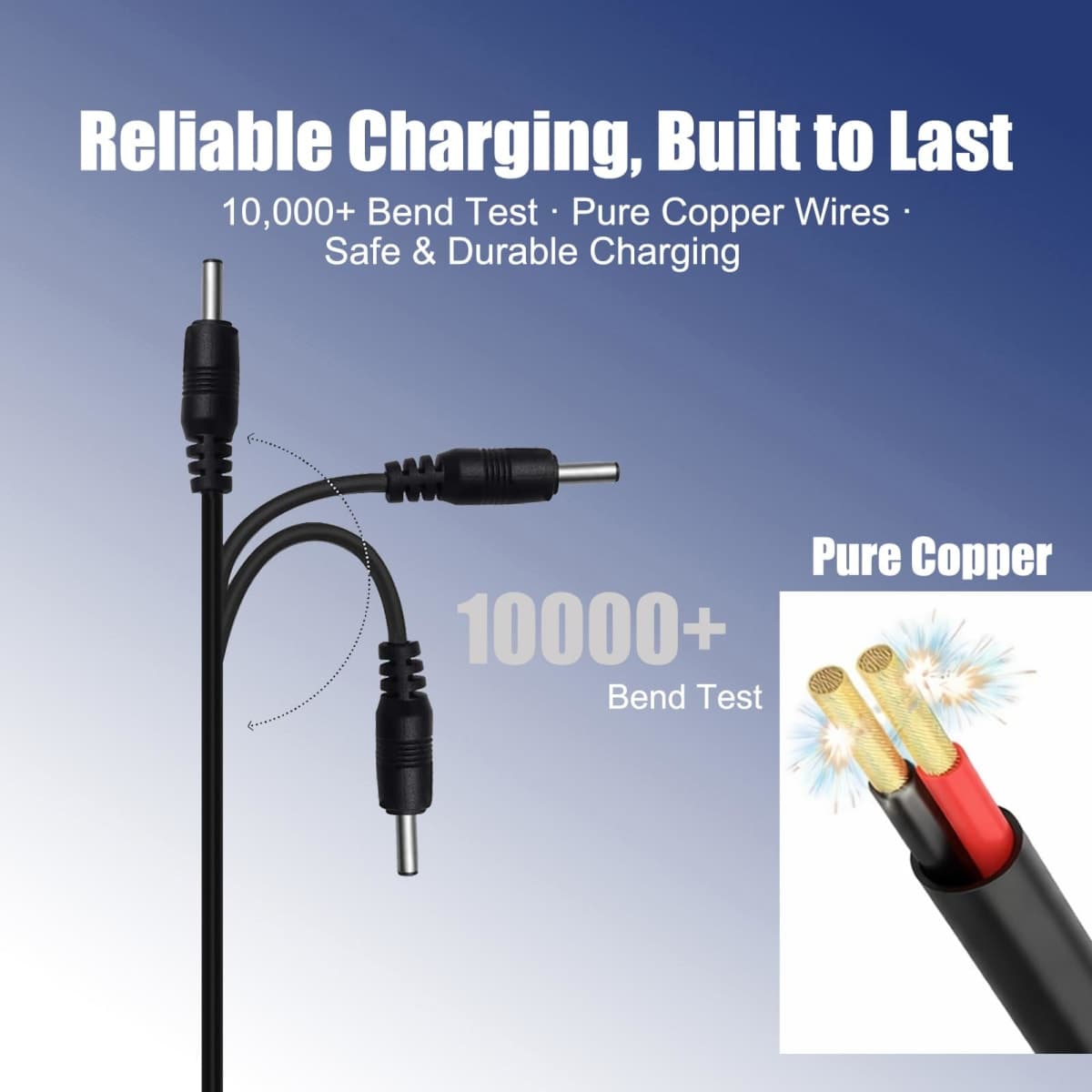 AZJCKEW USB Charger Cable Compatible with Bitvae D2 R1 R2 S2 Fairywill 917 508 507 D1 D3 D7 D8 7AM2M AM105 AM110 Sonic Toothbrush, DC 3.5mm USB Charging Cord, 5FT Black Cable thumbnail 2