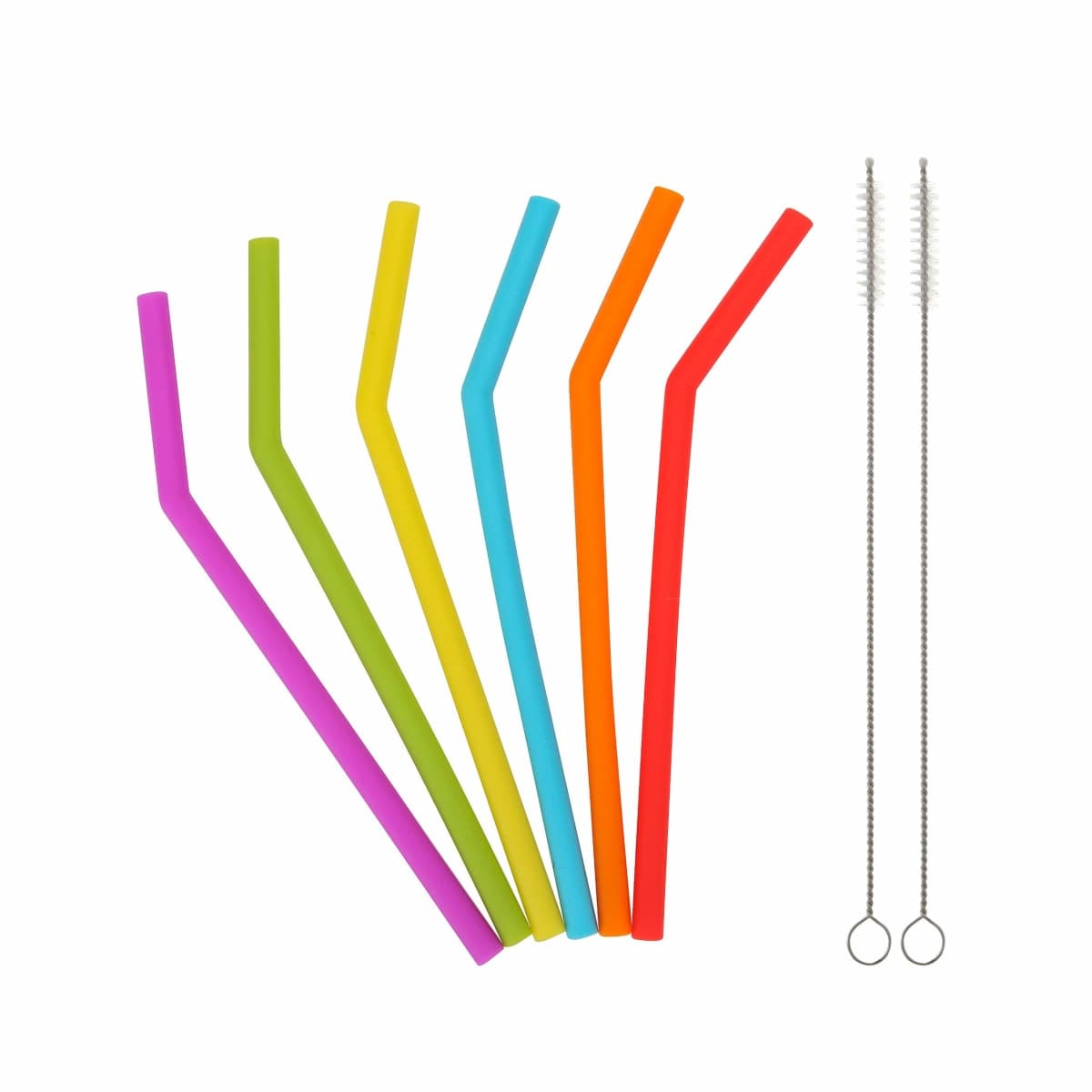 Reusable Silicone Straws for Toddlers & Kids - 6 pcs Flexible Short Drink 6.6" Straws for 6-10 oz Yeti/Rtic/Ozark Tumblers & 2 Cleaning Brushes - BPA Free, no Rubber Tast