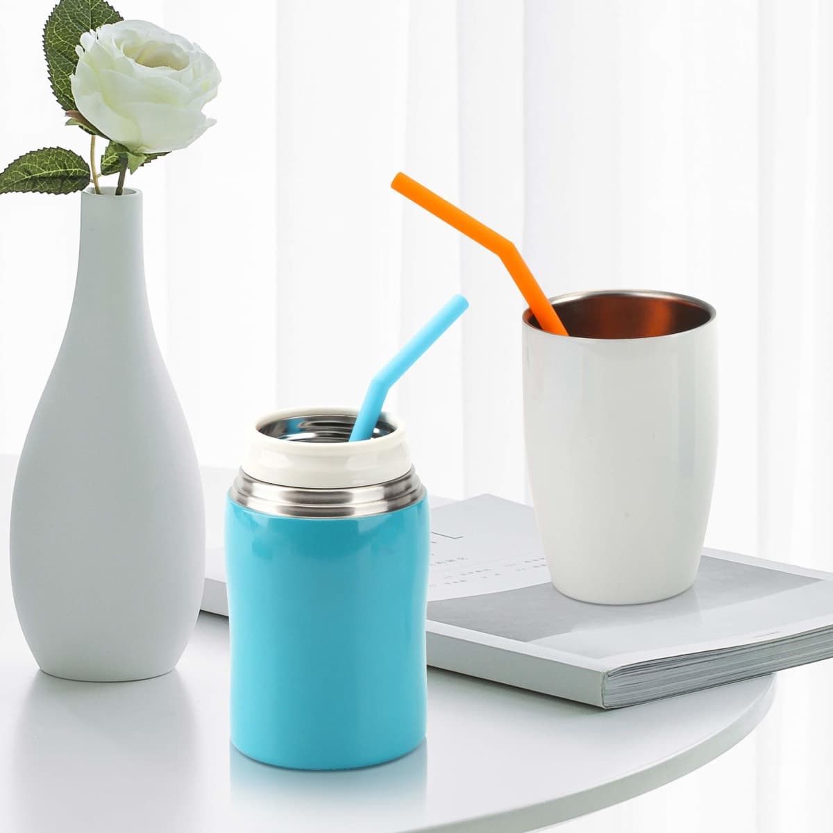 Reusable Silicone Straws for Toddlers & Kids - 6 pcs Flexible Short Drink 6.6" Straws for 6-10 oz Yeti/Rtic/Ozark Tumblers & 2 Cleaning Brushes - BPA Free, no Rubber Tast thumbnail 4