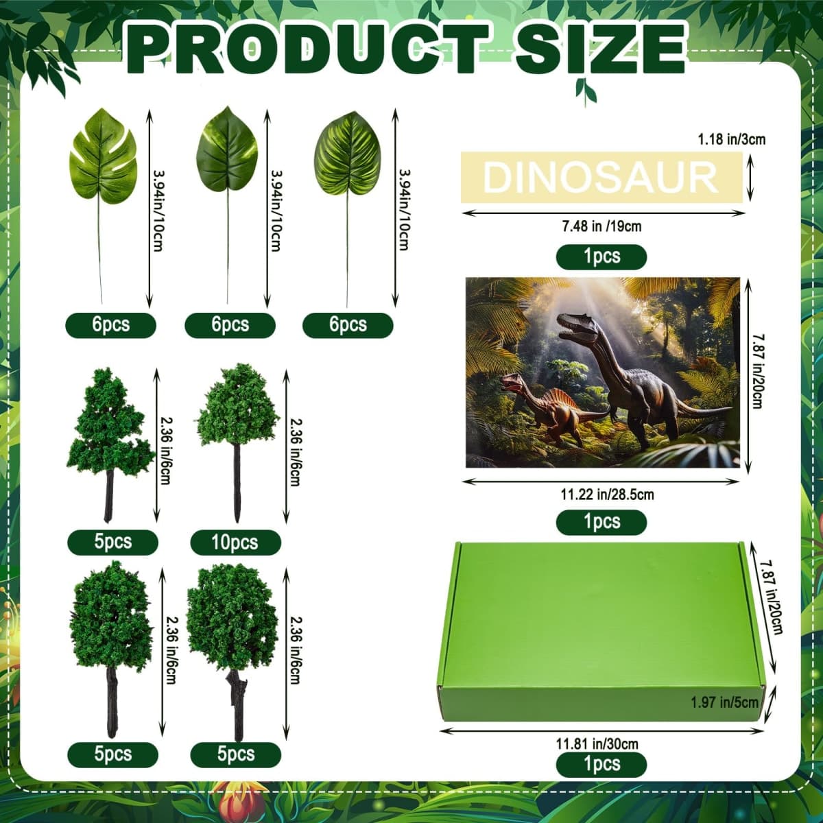 AmazingSpark Rainforest Diorama Kit Forest Animals Figures Including Diorama Box Model Tree, 3D Model Supplies for Birthday Party Favor(67 Pcs,Dinosaur) thumbnail 2