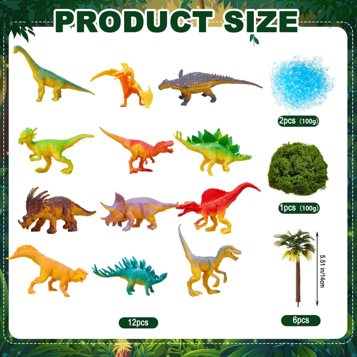 AmazingSpark Rainforest Diorama Kit Forest Animals Figures Including Diorama Box Model Tree, 3D Model Supplies for Birthday Party Favor(67 Pcs,Dinosaur) thumbnail 3