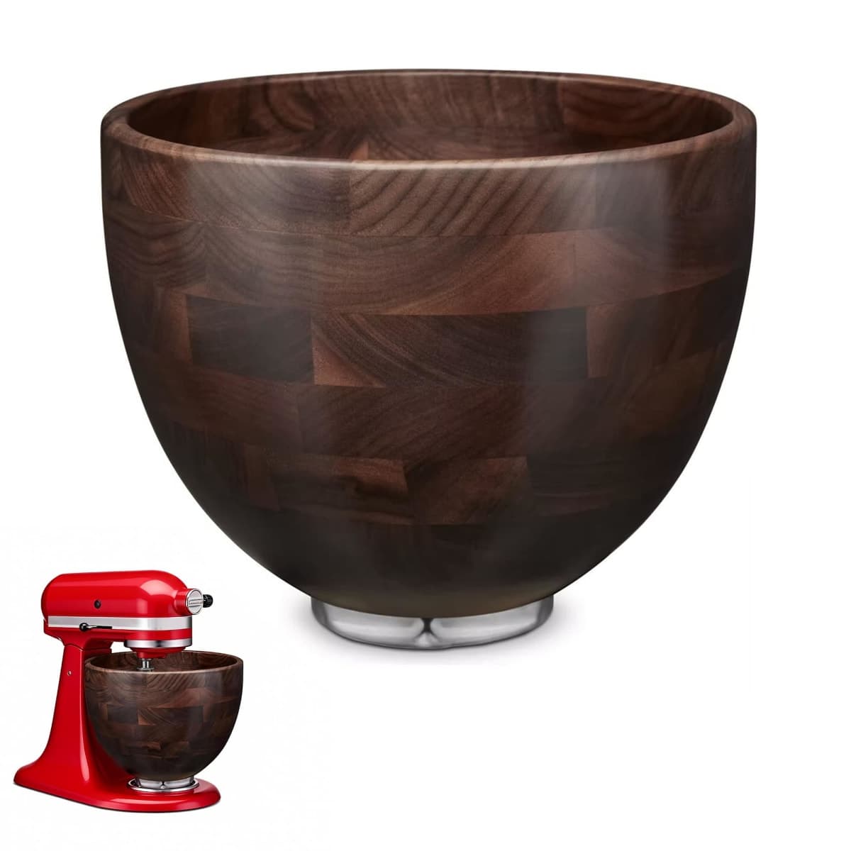 Premium Walnut Wood Mixing Bowl Compatible with KitchenAid 4.5 & 5 QT Tilt-Head Models — image 1