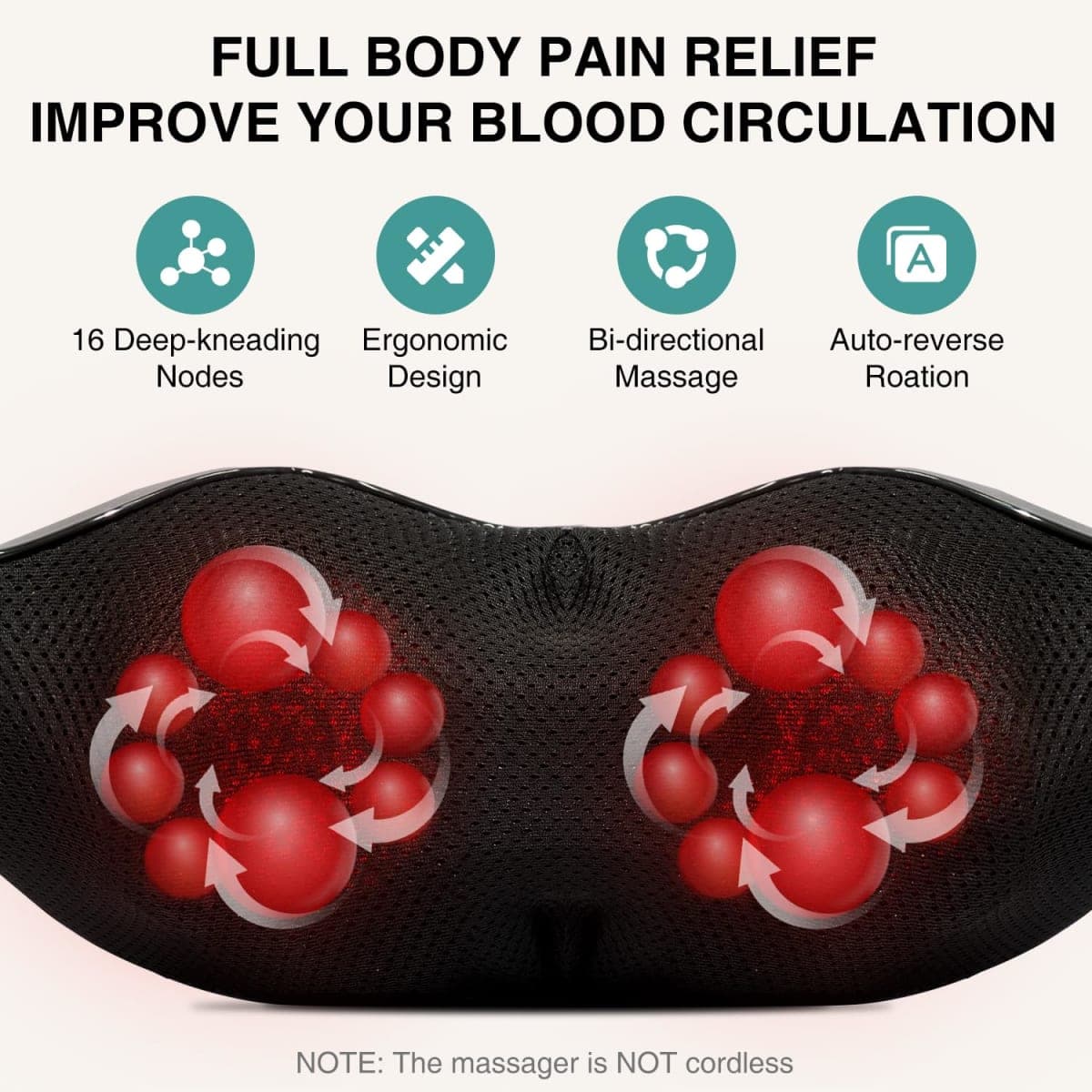 Nekteck Shiatsu Neck Massager with Heat for Pain Relief Deep Tissue, 2026 Upgraded 3D Back Shoulder Kneading Massage Pillow, Body Muscle Relaxation Tool Gifts for Him Her Mom Dad, Gray (NOT Cordless) thumbnail 2