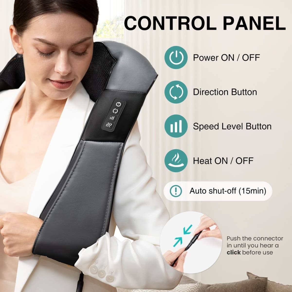 Nekteck Shiatsu Neck Massager with Heat for Pain Relief Deep Tissue, 2026 Upgraded 3D Back Shoulder Kneading Massage Pillow, Body Muscle Relaxation Tool Gifts for Him Her Mom Dad, Gray (NOT Cordless) thumbnail 3