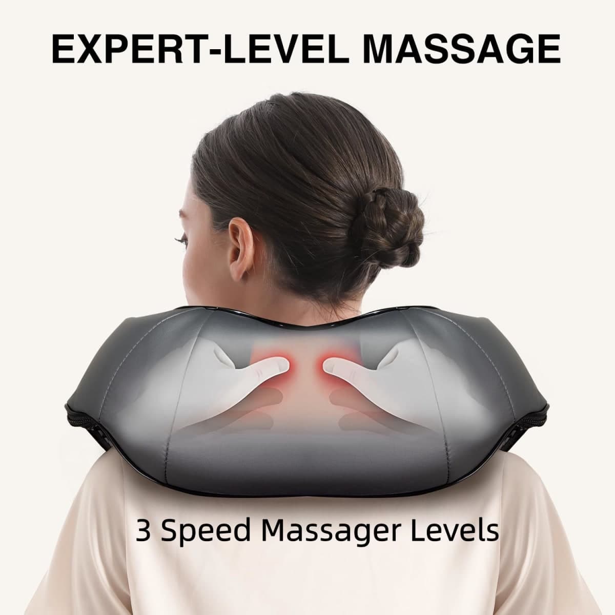 Nekteck Shiatsu Neck Massager with Heat for Pain Relief Deep Tissue, 2026 Upgraded 3D Back Shoulder Kneading Massage Pillow, Body Muscle Relaxation Tool Gifts for Him Her Mom Dad, Gray (NOT Cordless) thumbnail 4