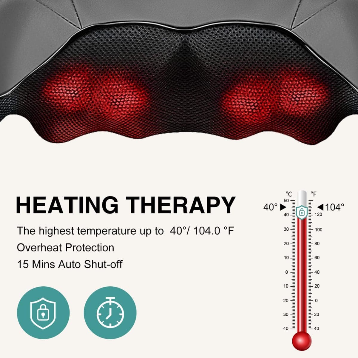 Nekteck Shiatsu Neck Massager with Heat for Pain Relief Deep Tissue, 2026 Upgraded 3D Back Shoulder Kneading Massage Pillow, Body Muscle Relaxation Tool Gifts for Him Her Mom Dad, Gray (NOT Cordless) thumbnail 5
