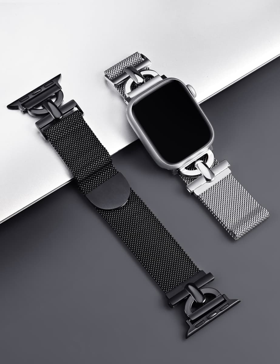 BEEXI Stainless Steel Magnetic Loop Compatible with Apple Watch Band 38mm 40mm 41mm 42mm Women Metal Mesh D-shaped Clasp Strap for iWatch SE Series 10/9/8/7/6/5/4/3/2/1/Ultra(1/2) Rose Gold thumbnail 2