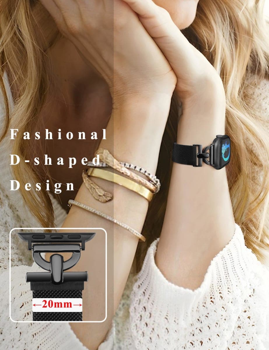 BEEXI Stainless Steel Magnetic Loop Compatible with Apple Watch Band 38mm 40mm 41mm 42mm Women Metal Mesh D-shaped Clasp Strap for iWatch SE Series 10/9/8/7/6/5/4/3/2/1/Ultra(1/2) Rose Gold thumbnail 5