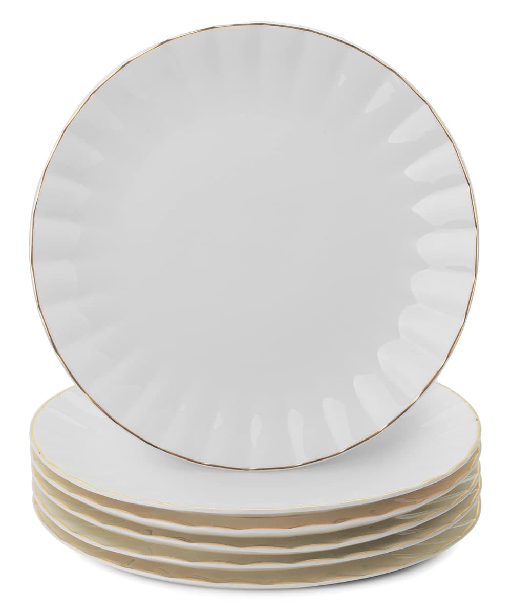 BTaT- Porcelain Dinner Plates with Gold Trim,10.5 inch, Set of 6, White Dinner Plates Bulk, Christmas Gifts — image 1