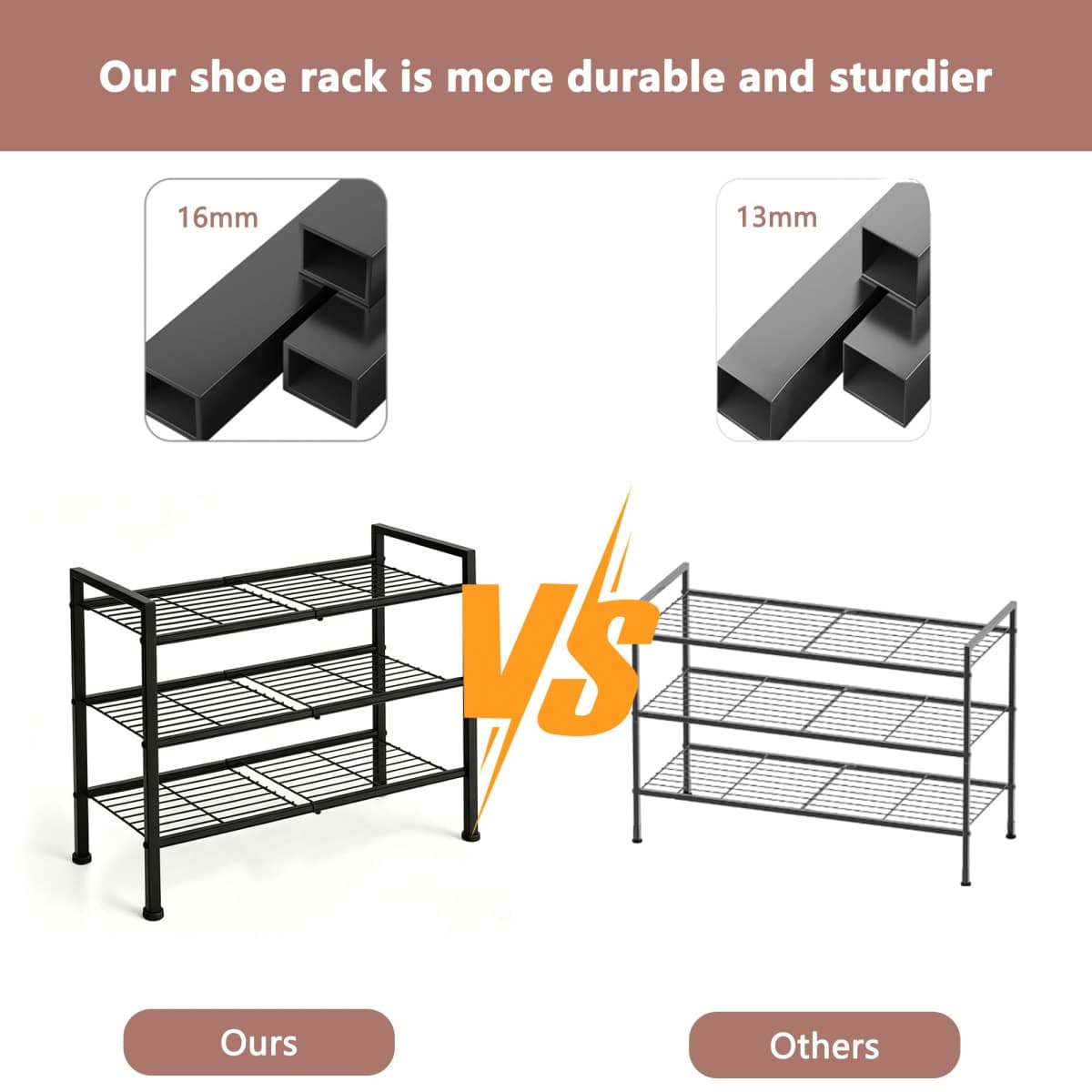 DongRong Simple 4 Tier Shoe Rack,Metal Stackable Shoe Storage Organizer for Closet,Entryway, Bedroom, Black (Black, 4-Tier) thumbnail 3