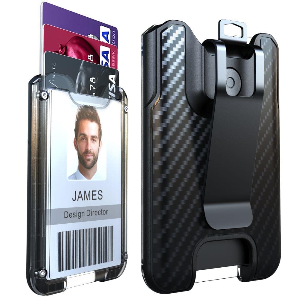 LIUGX Badge Holder/Card Holder/Portable Wallet with Metal Clip - Durable Polycarbonate ID/Credit Card Holder (Holds 1to 4 Cards) for Office, Laborer, Police, Work, Dark Blue, Rugged badge holder for 4 — image 1