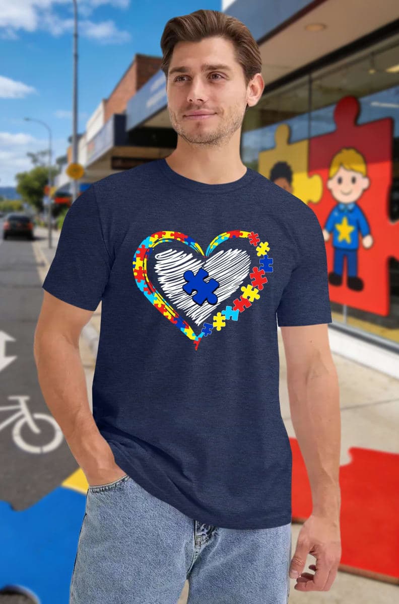 Autism Awareness Shirt Men Autism Acceptance T Shirt Autistic Support Shirts Puzzle Graphic Tee Short Sleeve Tops, Darkblue, XX-Large thumbnail 4