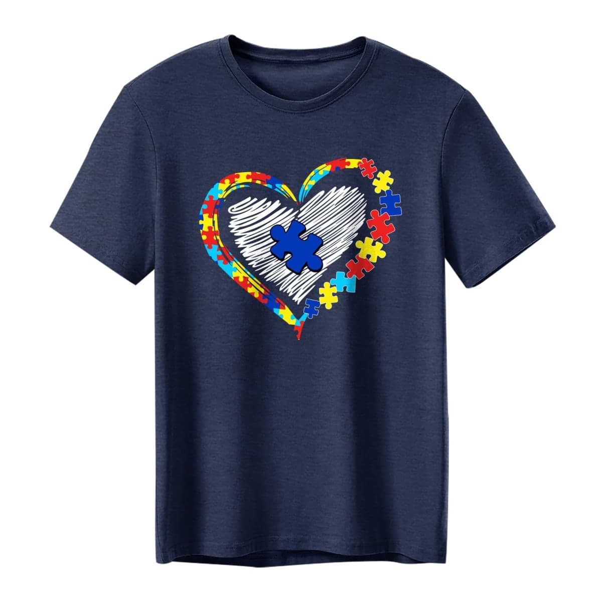 Autism Awareness Shirt Men Autism Acceptance T Shirt Autistic Support Shirts Puzzle Graphic Tee Short Sleeve Tops, Darkblue, XX-Large thumbnail 5