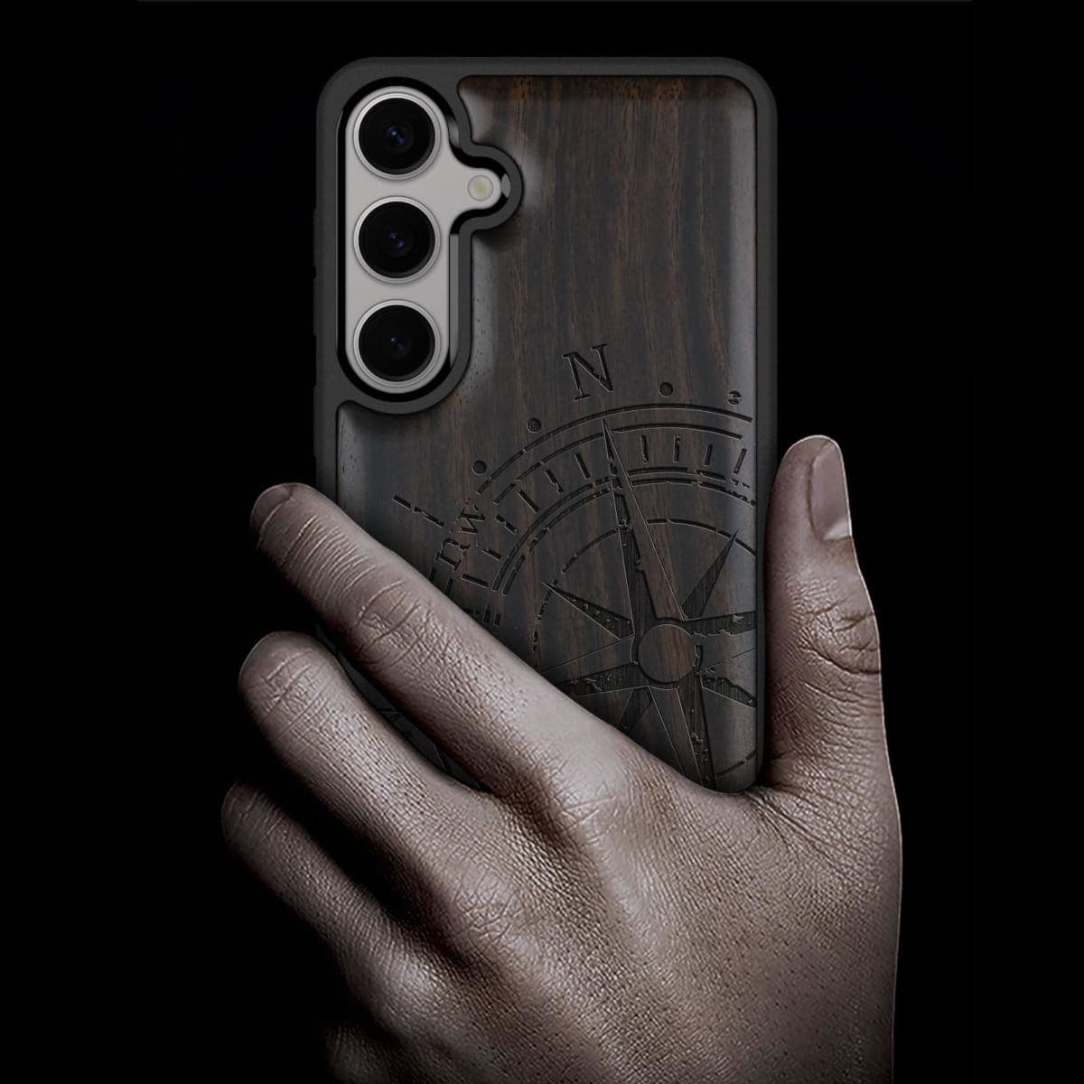 Carveit Wood Case for Galaxy S25 Case, (American Flag-Rosy) thumbnail 2