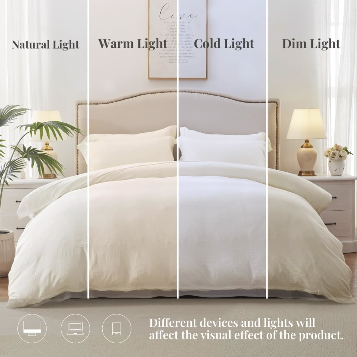 MILDLY Super Soft Duvet Cover - 100% Washed Microfiber Off White Comforter Cover Set 3 Pieces with Zipper Closure & Corner Ties thumbnail 5