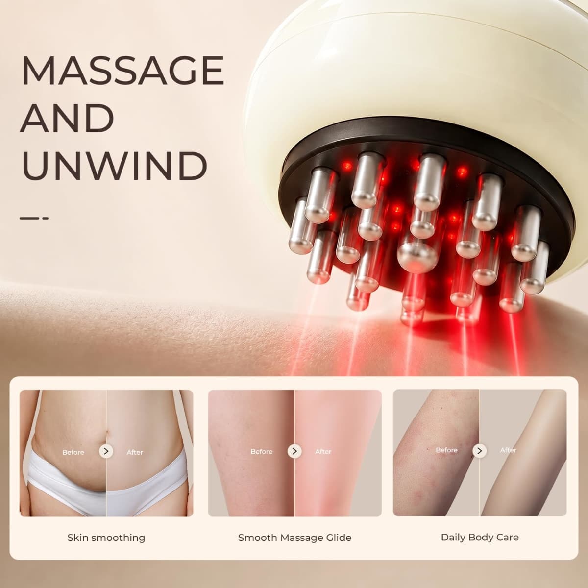 swancode Lymphatic Drainage Massager & Handheld Body Sculpting Machine for Legs, Arms, Belly & Body Massage, Anti Cellulite Massage Tool with Red-Light, 9-Level Heat & Vibration for Relaxation thumbnail 3