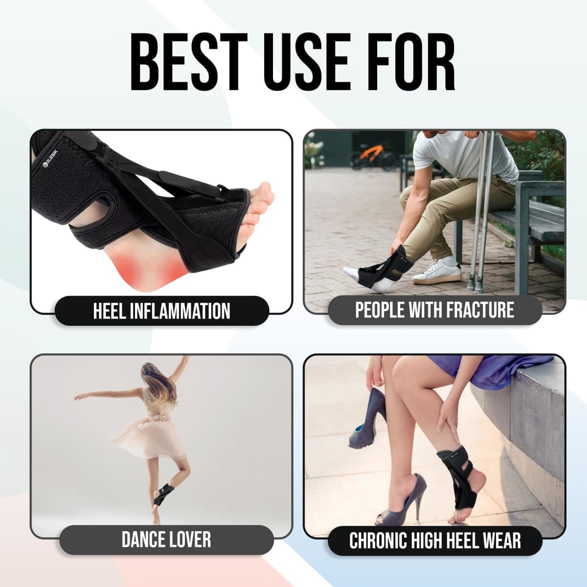 ELESIK Plantar Fasciitis Night Splint and Brace, Upgraded Planters Facetious Relief, Foot Drop and Achilles Tendonitis Relief Brace. Night Splint for Plantar Fasciitis Women & Men, Black thumbnail 3