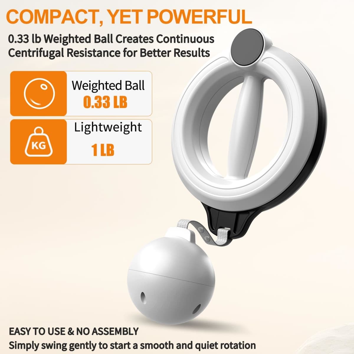 Infinity Hoop for Arms 360° Hand-Crank Arm Hoops for Exercise – Forearm, Chest, Shoulder & Arm Muscle Training Fitness Equipment, Arm Toner for Home & Gym Workouts for Men and Women, White thumbnail 5