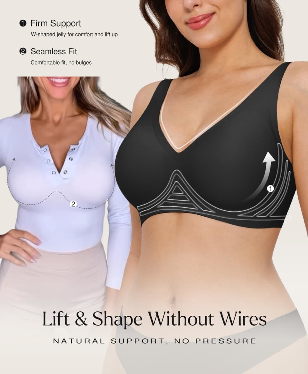 Popilush Bras for Women with Adjustable Straps, Black, Medium thumbnail 2