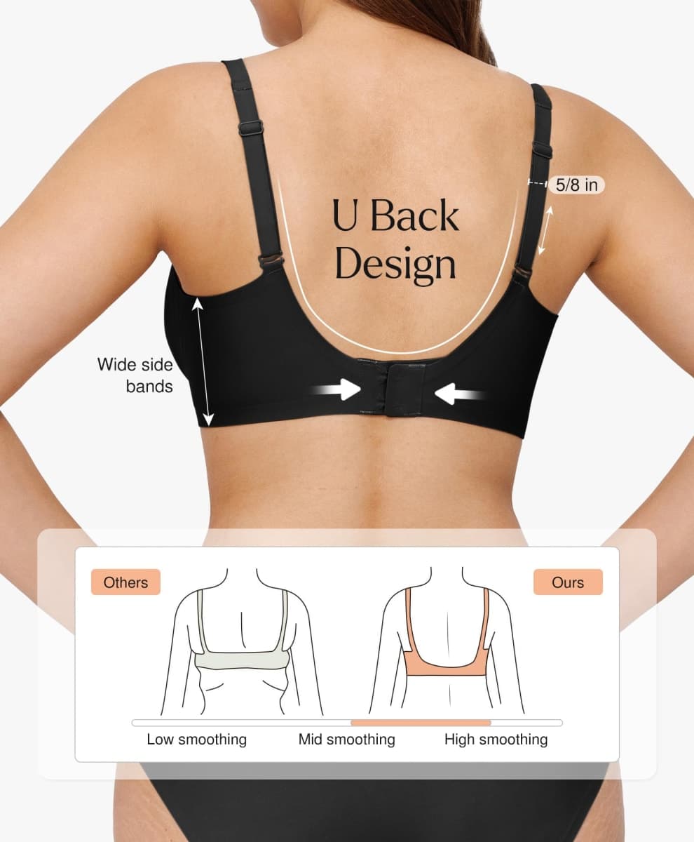 Popilush Bras for Women with Adjustable Straps, Black, Medium thumbnail 3