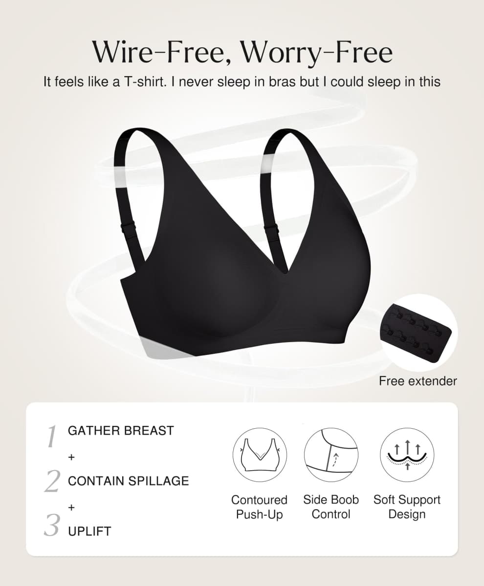 Popilush Bras for Women with Adjustable Straps, Black, Medium thumbnail 4