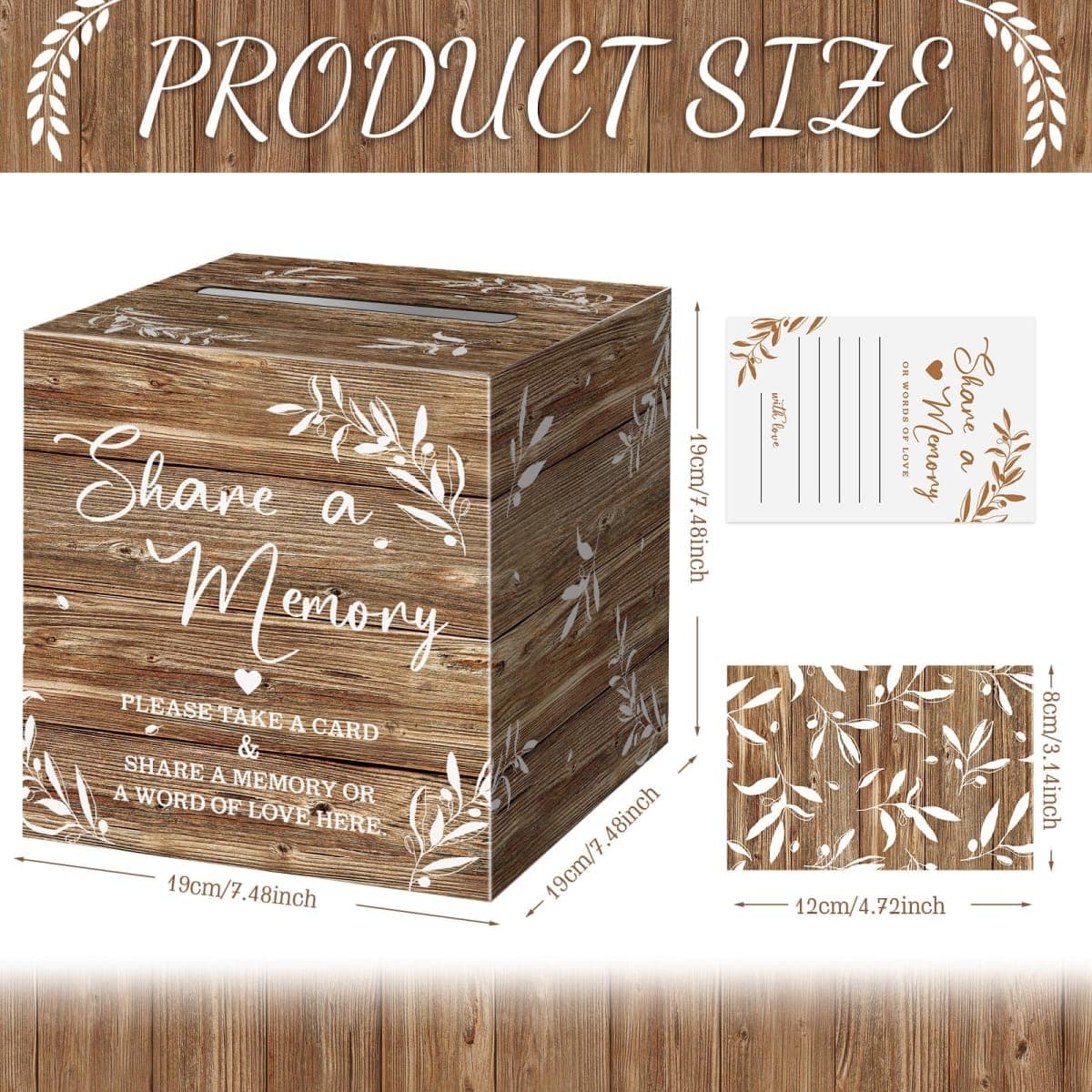 Pajean 50 Pcs Share a Memory Cards for Collections of Life, Memory Cards Box for Guest Ideas Funeral Graduation Wedding Bridal Shower Birthday Anniversary Retirement(Wood Color) thumbnail 2