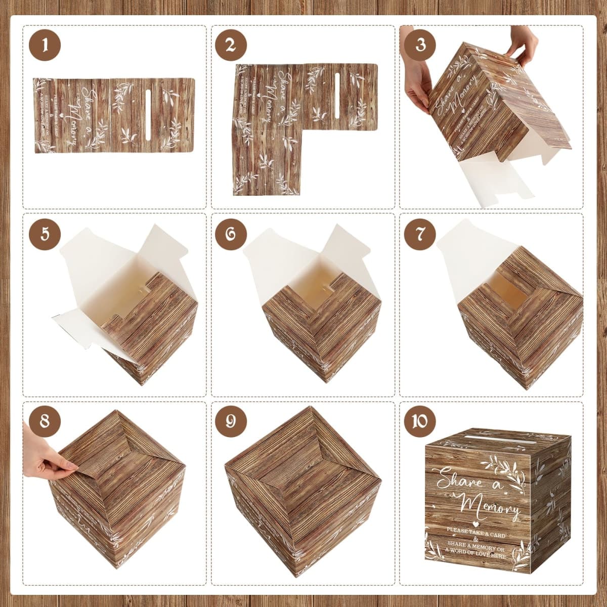 Pajean 50 Pcs Share a Memory Cards for Collections of Life, Memory Cards Box for Guest Ideas Funeral Graduation Wedding Bridal Shower Birthday Anniversary Retirement(Wood Color) thumbnail 4