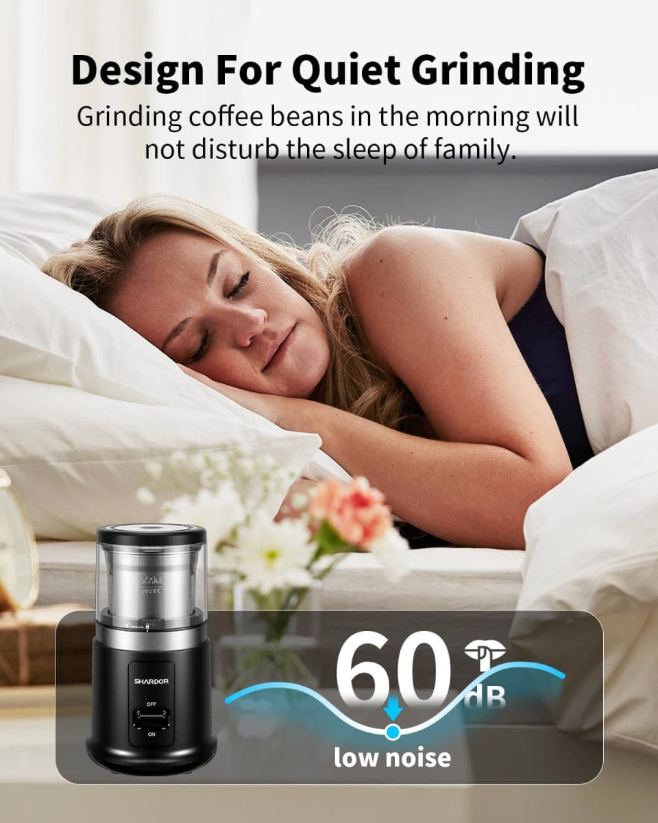 SHARDOR One Touch Coffee Grinder Electric, Spice, Herb, for Coffee Bean Spices and Seeds with 1 Removable Stainless Steel Bowl, Dry Grinder,Matte Black thumbnail 5