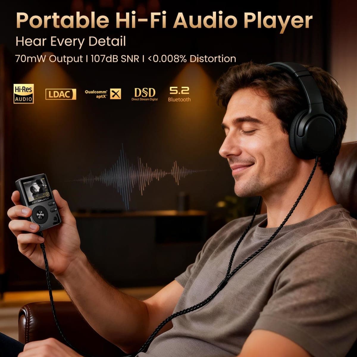 HIFI WALKER H2 HiFi MP3 Player with Bluetooth, Lossless DSD DAC FLAC, High Resolution Music Player, Portable Audio Player with 128GB Memory, Supports up to 512GB thumbnail 2
