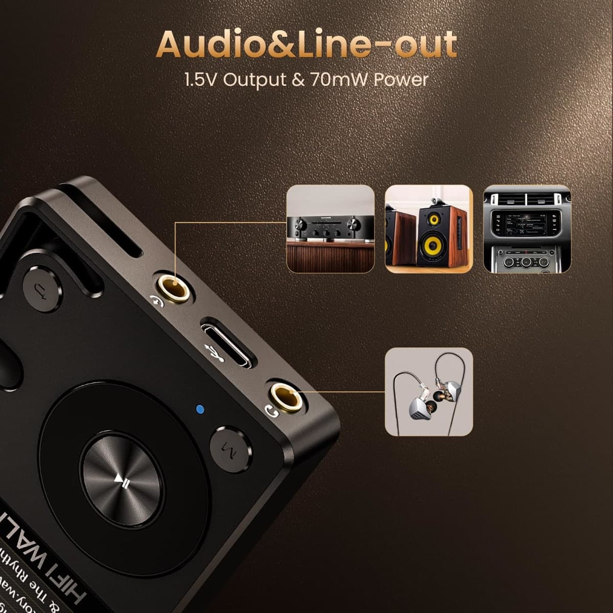 HIFI WALKER H2 HiFi MP3 Player with Bluetooth, Lossless DSD DAC FLAC, High Resolution Music Player, Portable Audio Player with 128GB Memory, Supports up to 512GB thumbnail 4
