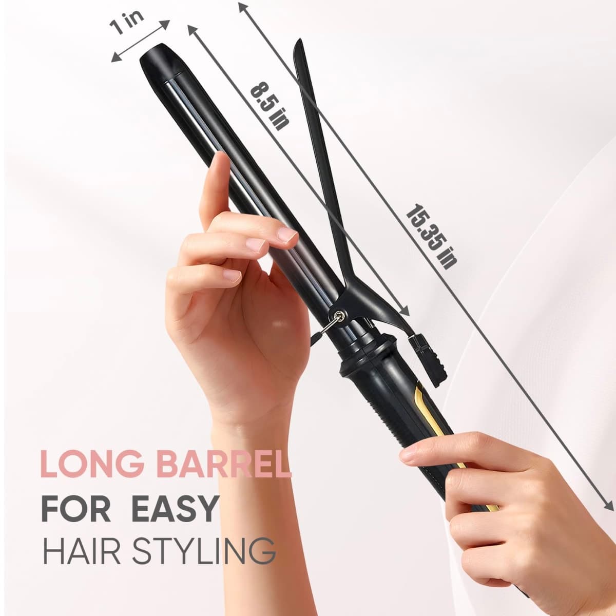 Lanvier 1 Inch Extra Long Hair Curling Iron with Ceramic Tourmaline Barrel, Professional Hair Curler up to 450°F with Dual Voltage for Worldwild Use, Hair Waving Style Tool for Girls&Women–Black thumbnail 5