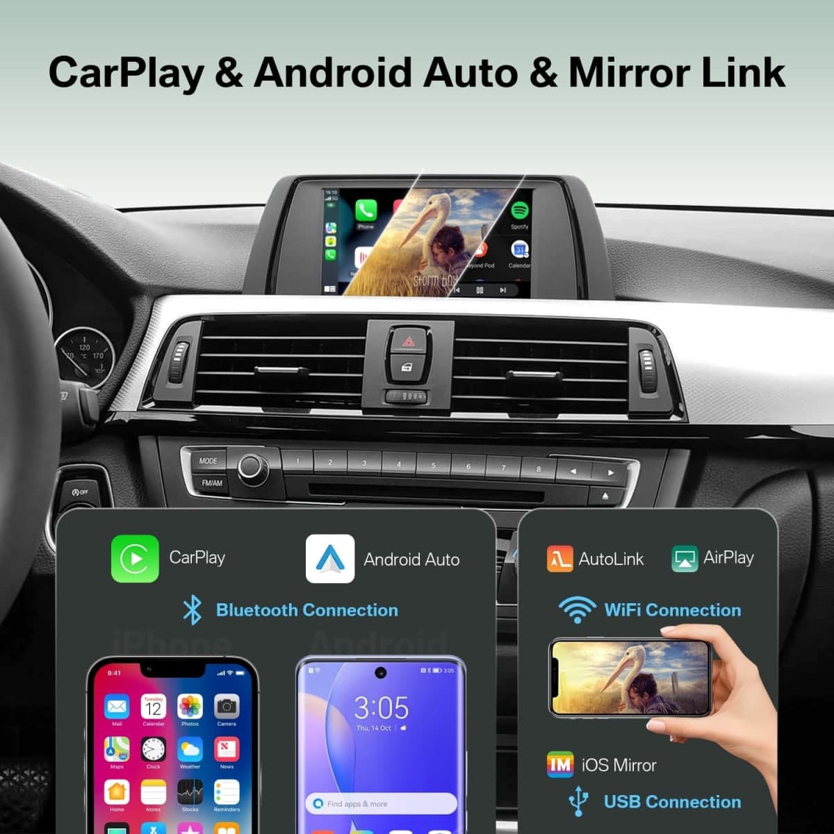 Wireless CarPlay Android Auto Adapter for BMW NBT 1 2 3 4 5 6 7 Series X1 X3 X4 X5 X6 2012–2016 Retrofit Decoder Support Mirrorlink, Rear Camera and OEM Car Functions thumbnail 3