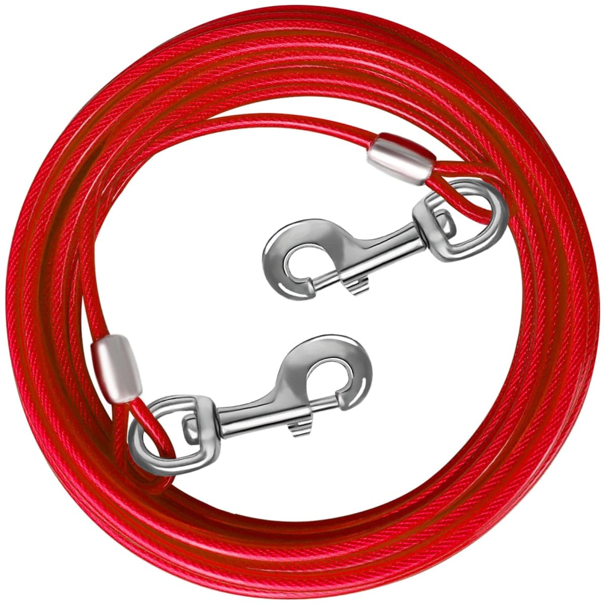 HaiYUAN Dog Tie Out Cable 10/15/20/25/30 FT Dog Runner for Yard Steel Wire Dog Cable with Durable Superior Clips Red Dog Chains for Outside Dog Lead for Large Dogs Up to 165 lbs