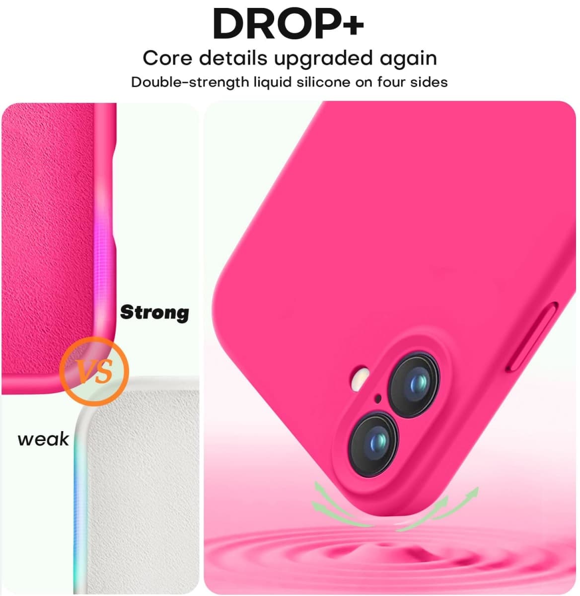 Vooii Compatible with iPhone 16 Plus Case, Liquid Silicone Upgrade [Camera Protection] [Soft Anti-Scratch Microfiber Lining] Shockproof Phone Case for iPhone 16 Plus 6.7 inch - Hot Pink thumbnail 4