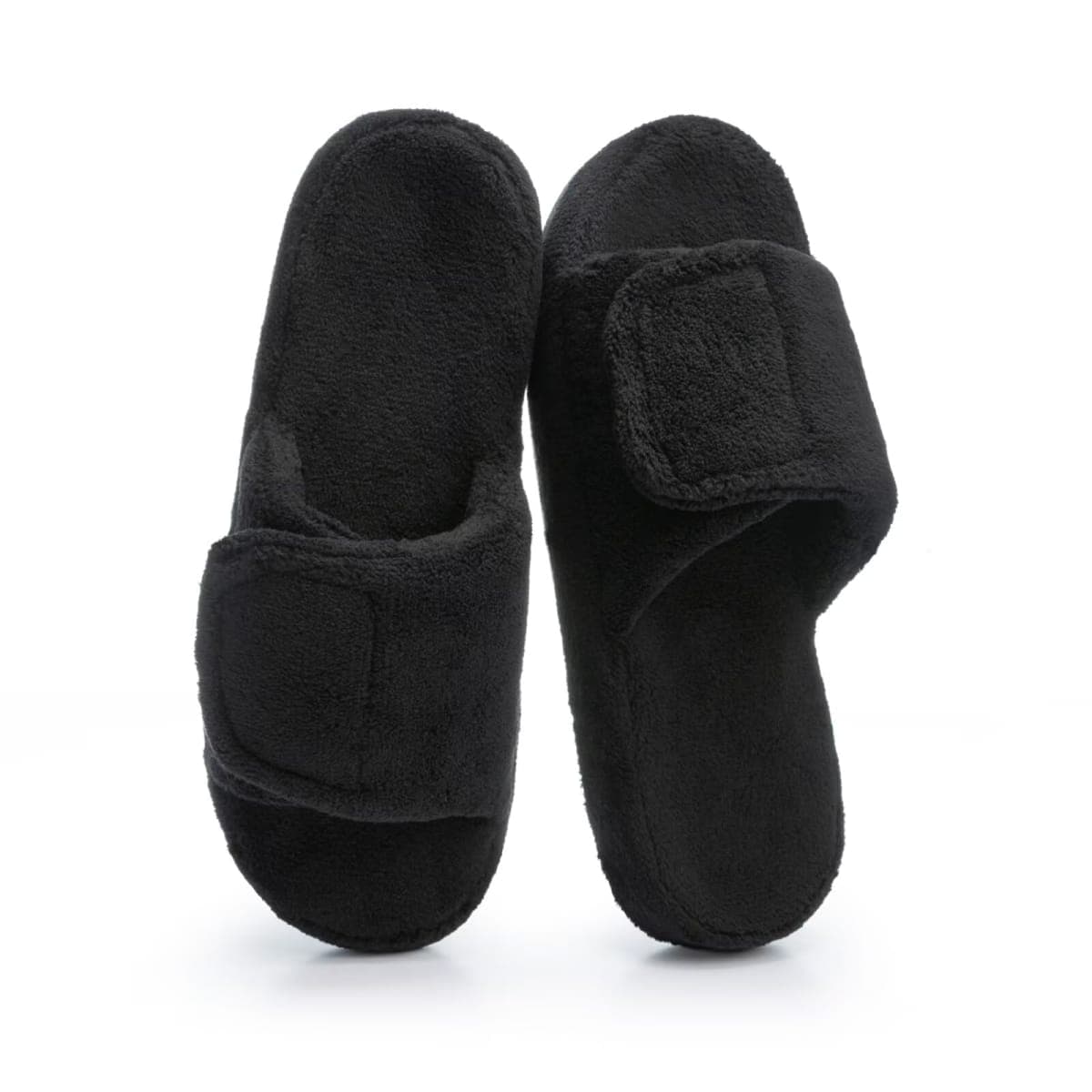 NineCiFun Cozy Adjustable Slippers for Women - Plush Open-Toe Design with Memory Foam, Customizable Fit for All-Day Relaxation, Soft House Shoes for Indoor Comfort, Black, 7-8