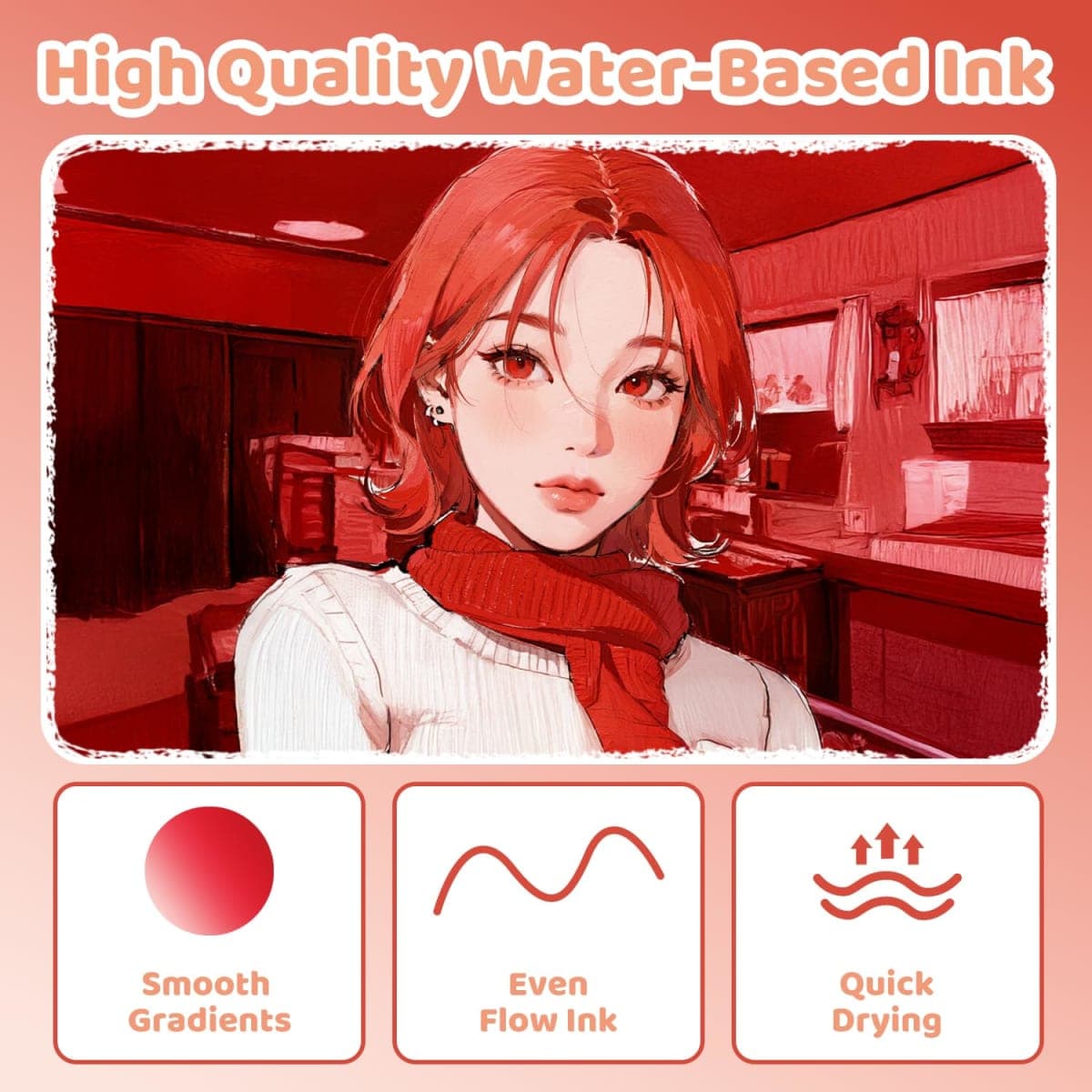 Guangna Red Acrylic Paint Pens 8 Color, Acrylic Paint Markers Red, Brush Tip Paint Markers for Rock Painting, Wood Glass Ceramic Canvas Stone DIY Crafts Making Art Supplies thumbnail 4
