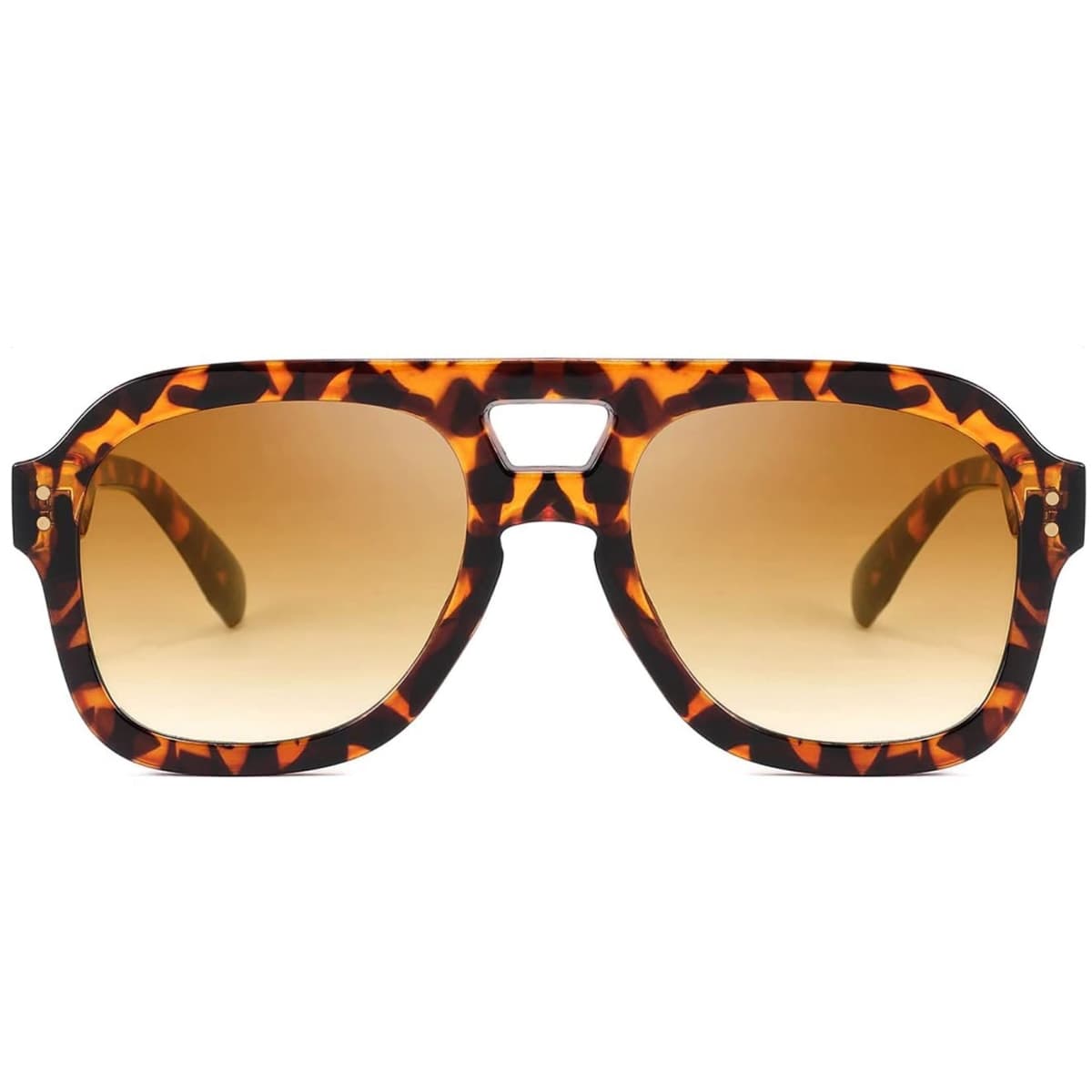FEISEDY Vintage Aviator Sunglasses Double Bridge Women Men Large Square Thick Frame Trendy Eyewear UV400 B2846