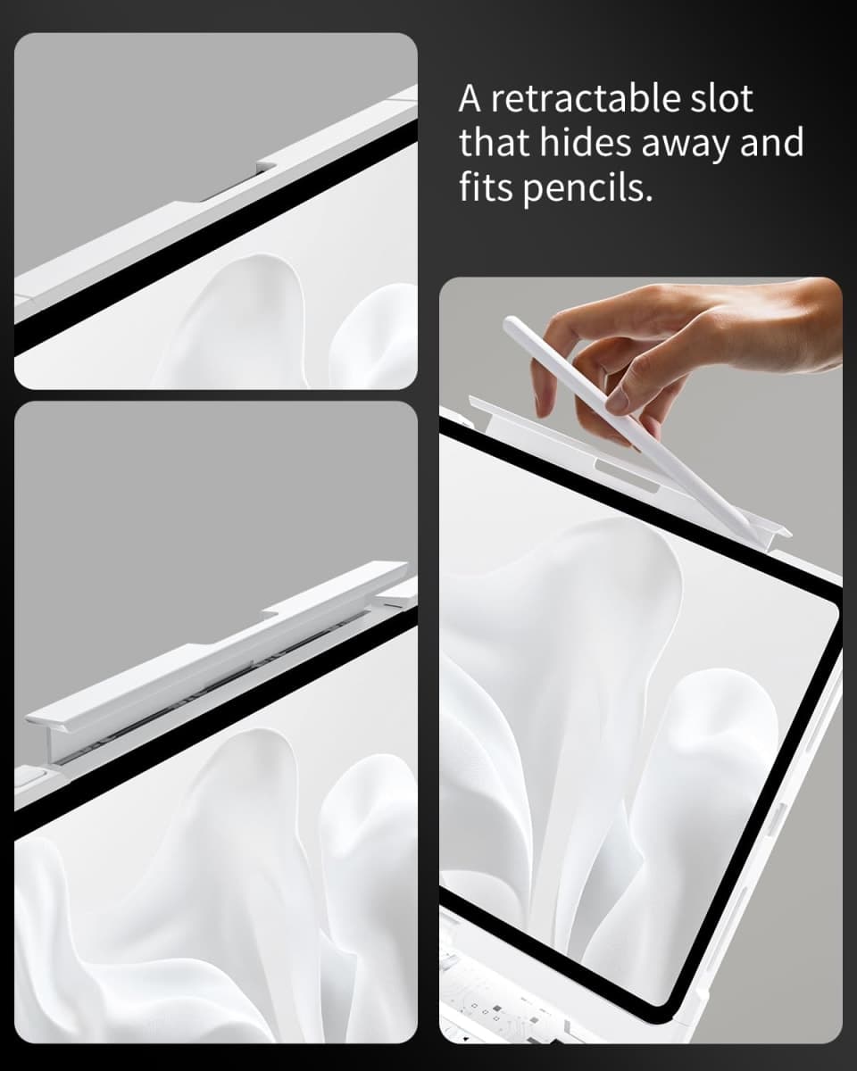 Keyboard Case for iPad Pro 13-inch (M5 2025 / M4 2024), Clear Wireless iPad Pro 13 Inch Case with Keyboard Multi-Touch Trackpad, Battery Level Visualization with 360° Rotatable & Pencil Holder, White thumbnail 5