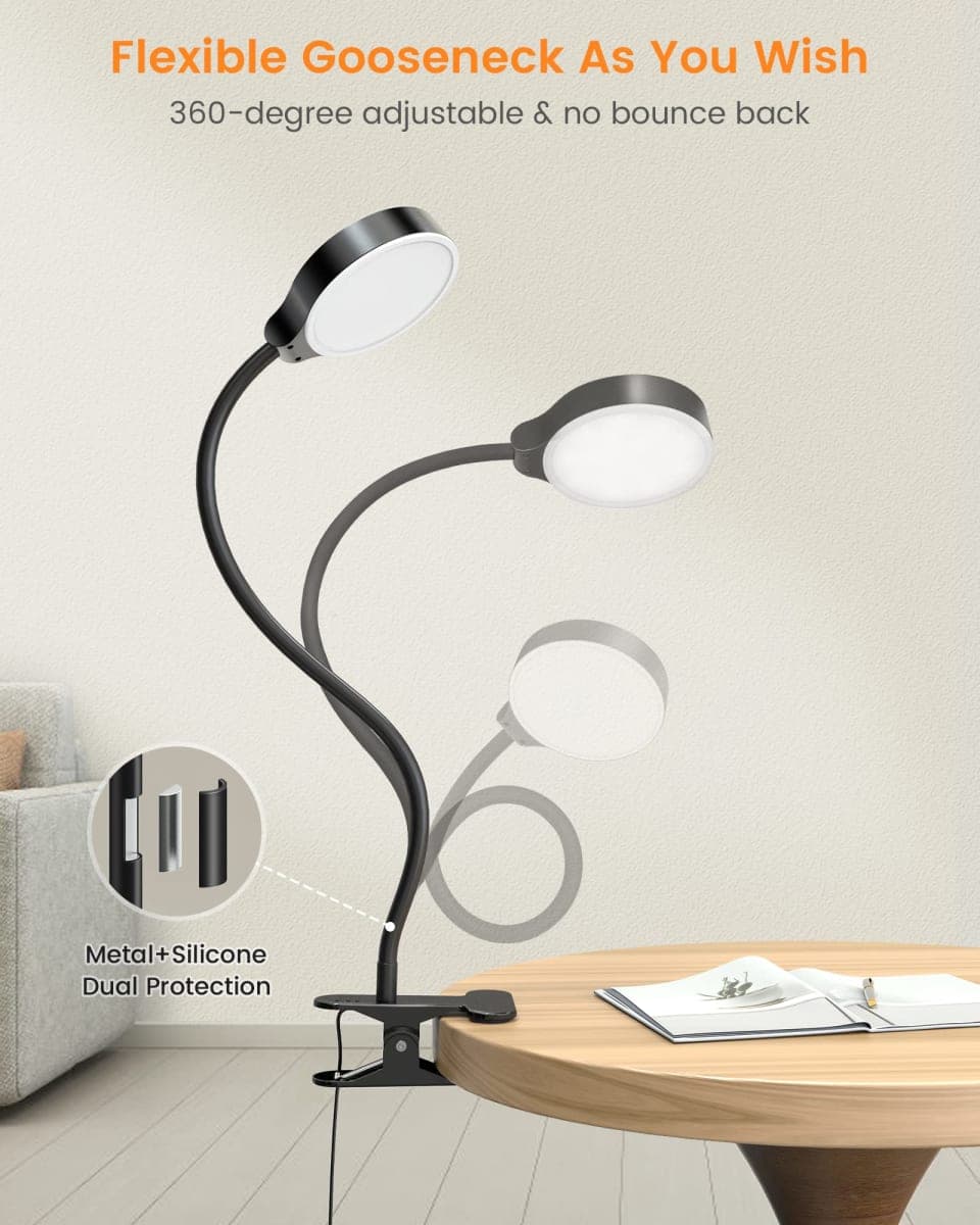 Glocusent 5W Clip on Light, 36LED Eye Caring Reading Lamp for Bed, 3 Colors & 5 Brightness, Perfect for Bed Lamp/Bunk Bed Light thumbnail 4